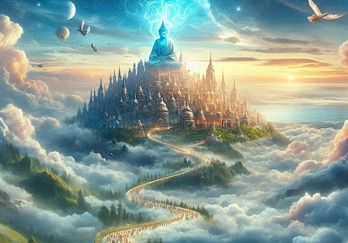 Screenshot Akshobhya, the Vajra Buddha, and the Magical City (from the Lotus Sutra.)