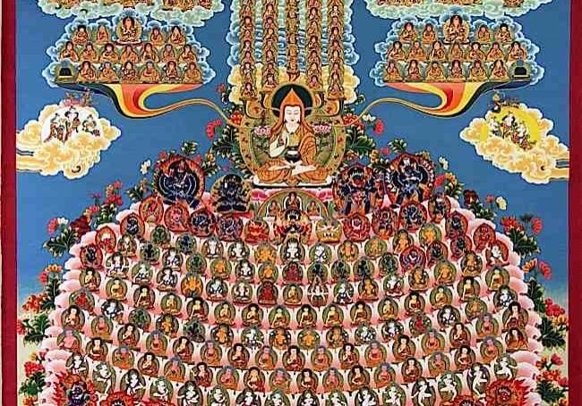 Unique to Vajrayana are advanced and highly detailed visualizations of the "Field of Merit." The meditator tries to create and hold a vision of the lineage of buddhas, bodhisattvas, lamas, sages and mahasiddhis that transmitted the Dharma. Then, mentally, we prostrate and make offering to the visualized deities. Such strenuous visualization trains and disciplines the mind, while also creating the conditions for positive merit.