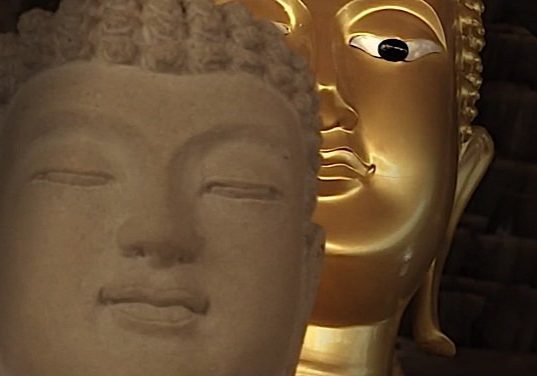 Buddha-Weekly-0m-Buddha-face-enlgihtened-face-statue Buddha showed suffering beings a way to escape the Karmic Wheel of Suffering through the Eight-Fold Path: Right View, Right Intention, Right Speech, Right Action, Right Livelihood, Right Effort, Right Mindfulness, Right Concentration. When we meditate on Buddha's image with concentration, or practice mindfulness, or pray for the release of suffering for all beings, or practice metta (kindness) and generosity, we generate positive karma.