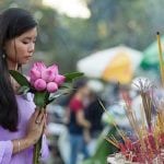 Buddha Weekly Flower and joss stick offerings to Buddha at temple Buddhism