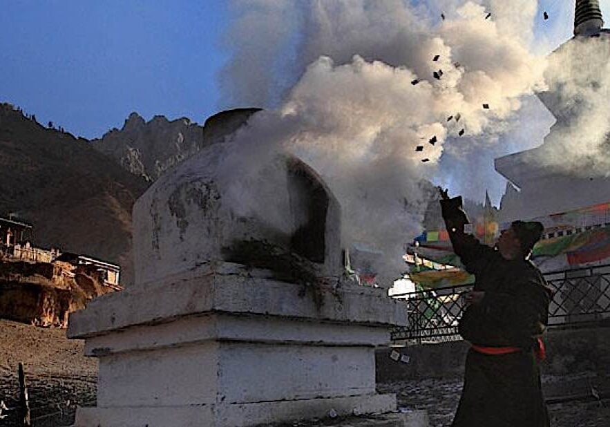 Buddha-Weekly-universal-prayer-day-Buddhism Clouds of sage incense on Incense Day or Prayer Day.