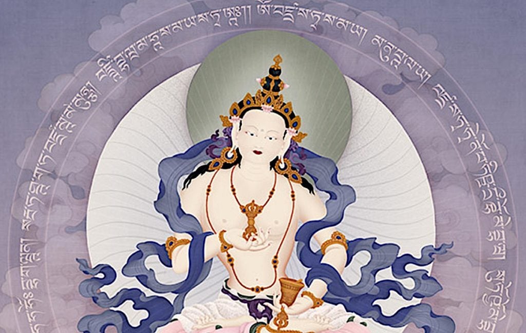 Ultimate Purity as a Practice: Vajrasattva - the only practice most people need and the most powerful healing and purification method in Vajrayana Buddhism 2 Buddha Weekly Vajrasattva feature image with mantra by Jampay Dorje Buddhism