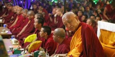 Lama Zopa Rinpoche at a puja.